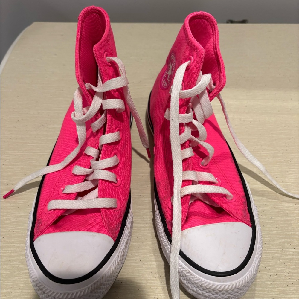 Converse High-Top Sneakers in Pink and White